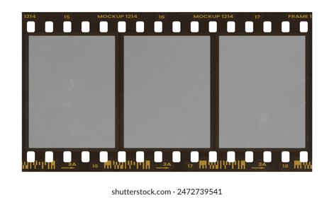 Real macro photo film frame strip high-resolution blank filter. 35mm scan template texture effect. Editable camera roll social stories design. Isolated vintage analog cinema empty scratches - Powered by Shutterstock