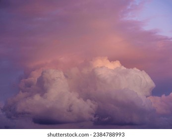 Real majestic sunrise sunset sky background with soft colorful clouds. Panoramic, large size