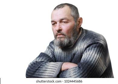 Real Man With A Beard On White Background