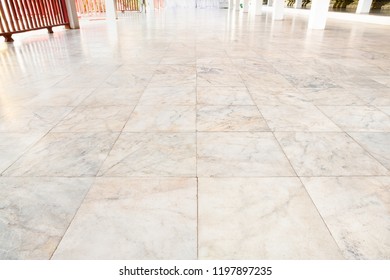 Real Marble Floor Tile Pattern New And Clean Condition For Background, Symmetry Grid Line And Space Of Marble Texture In Perspective View, Home Interior Decor With Marble Floor Tile Pattern Luxury.