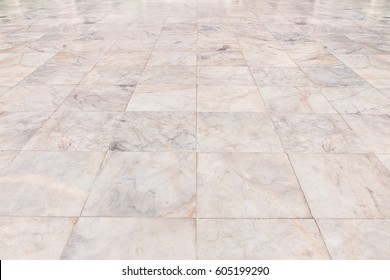 Real Marble Floor Tile Pattern New And Clean Condition For Background, Symmetry Grid Line And Space Of Marble Texture In Perspective View, Home Interior Decor With Marble Floor Tile Pattern Luxury.