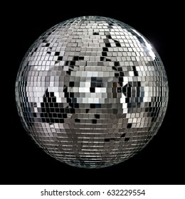 Real Mirror Ball Disco Club On Dark Background