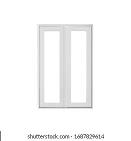 Real Modern House Window Frame Isolated On White Background