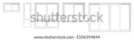 Real modern house window frame set collection isolated on white background