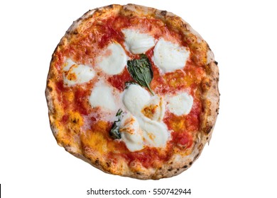 A Real Neapolitan Pizza Margherita On White Background