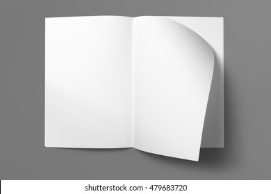 Real Photo Blank Portrait A4, US-Letter, Brochure Magazine Isolated On Gray, With Clipping Path, Changeable Background.