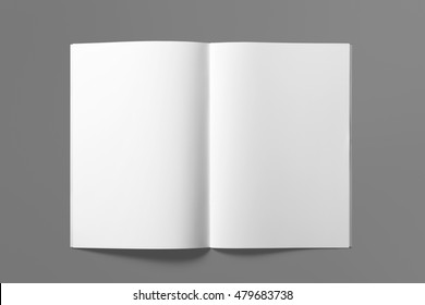 Real Photo Blank Portrait A4, US-Letter, Brochure Magazine Isolated On Gray, With Clipping Path, Changeable Background.