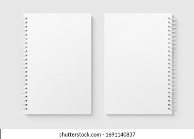 Real Photo, Blank Spiral Bound Notepad Mockup Template, Isolated On Light Grey Background. High Resolution.