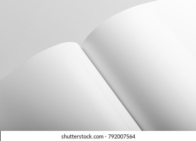 Real photo, brochure mockup template, softcover, closeup, isolated on light grey background to place your design. - Shutterstock ID 792007564