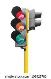 Real Photo Of Traffic Light Isolated On White Background