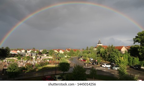 real rainbow on the village