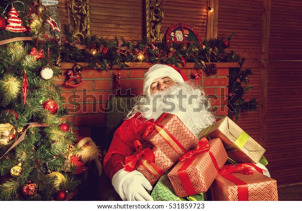 Real Santa Claus Santa Claus Sleeping Stock Photo Edit Now