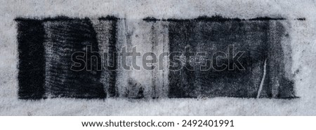 real single wet linocutting paint roller texture isolated on white fabric cotton background.