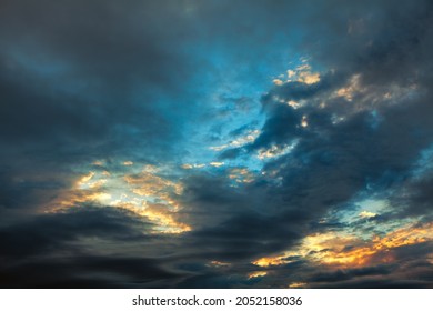 Real sky before storm . Hurricane dark clouds . Evening sky with black clouds  - Shutterstock ID 2052158036