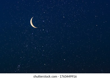Real sky with stars and crescent