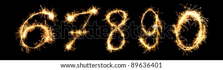 Real Sparkler Digits. See other digits in my portfolio.  6 7 8 9 0