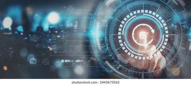 Real time management concept. Using automation technology real-time data analysis, communication tools to make quick decisions and adjustments. Important in fast-paced industries, finance, healthcare 