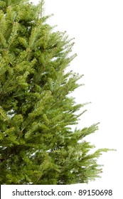 Real Undecorated Christmas Tree Branches Border Isolated On White