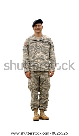 A real U.S. Army Soldier, Sergeant. Isolated.  This is one of the desert uniforms worn in the Iraq war.