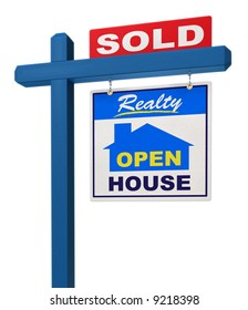 A Realestate Sign Showing The House As Sold On A White Background