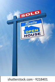 A Realestate Sign Showing The House As Sold On A White Background