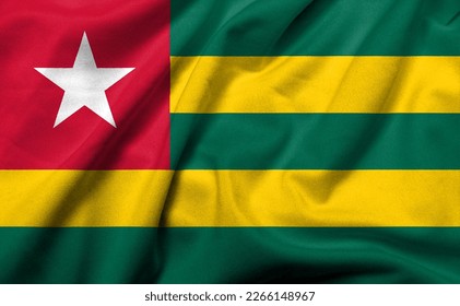 Realistic 3D Flag of Togo with satin fabric texture