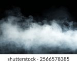 Realistic black smoke or fog isolated white background. Rising smoke Texture overlays. Graphic design element, decoration