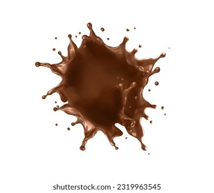 Realistic chocolate crown splash, Splashing and whirl chocolate liquid, cacao coffee splash with drops