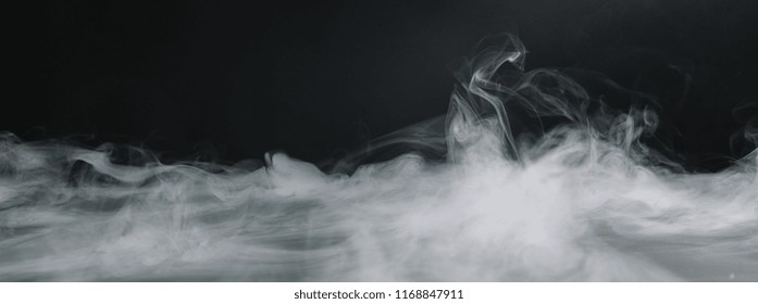 Realistic dry ice smoke clouds fog overlay. copyspace for your individual text.