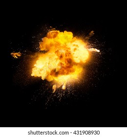 Realistic Fiery Explosion Over A Black Background