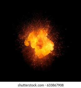 Realistic Fire Explosion Orange Color Sparks Stock Photo 633005027