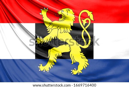 Realistic flag of Benelux on the wavy surface of fabric