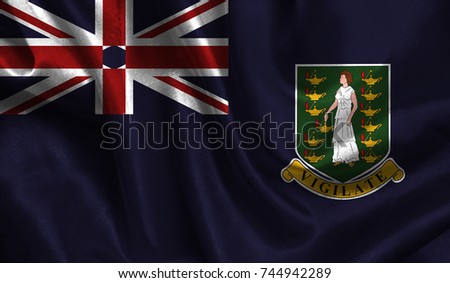 Realistic flag of British Virgin Islands on the wavy surface of fabric. This flag can be used in design.