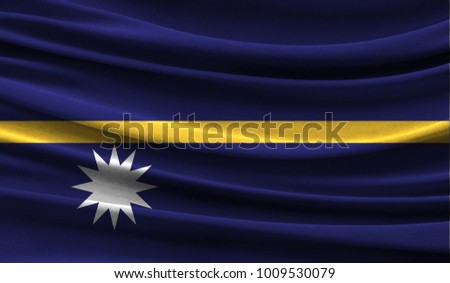 Realistic flag of Nauru on the wavy surface of fabric