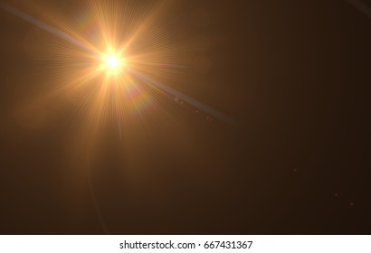 Realistic Lens Flare ,Sun Flare On Black Background Object Design.