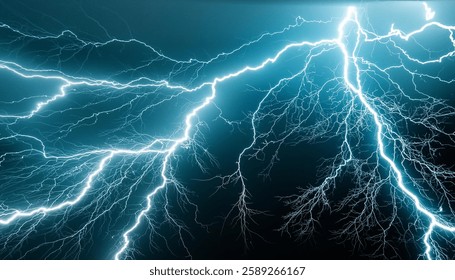 Realistic Lightning Effect Overlay – Isolated Electric Storm Bolt on Black Background