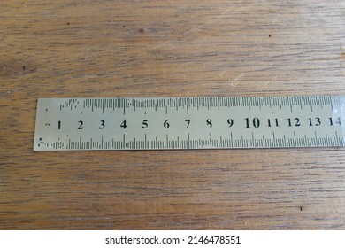 Realistic Metal Ruler 30 Centimeters And Metal Ruler 12 Inches. Measuring Instrument. Stationary