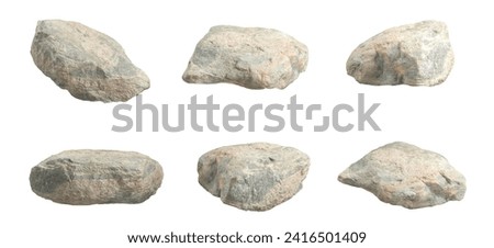 Realistic natural motar stones shapes white backgrounds 3d render