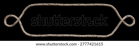 Realistic rectangular rope frame with twisted corners and picture frame border.