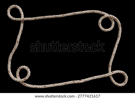 Realistic rectangular rope frame with twisted corners and picture frame border.
