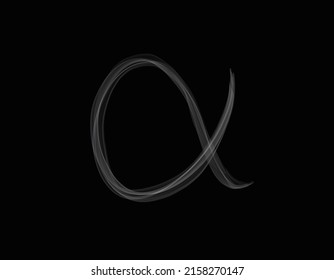 realistic smoke shape with alpha alphabet spreading on dark background