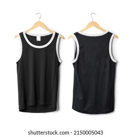 Realistic sport Tank top mockup hanging front and back view isolated on white background with clipping path.