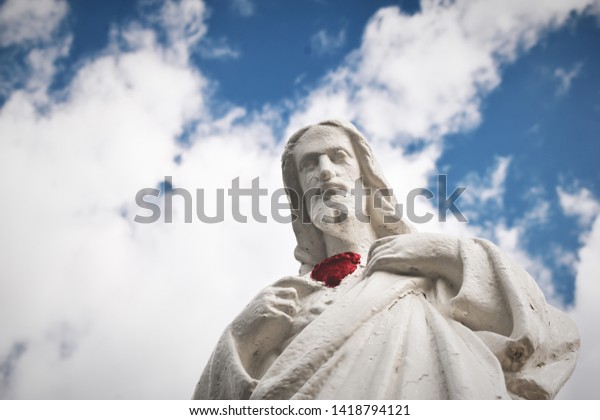 Realistic Statue Jesus Christ Beautiful Sky Stock Photo 1418794121 ...