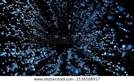 Realistic water shower drops, macro shot, freeze motion. Wide angle macro shot, isolated on black background.