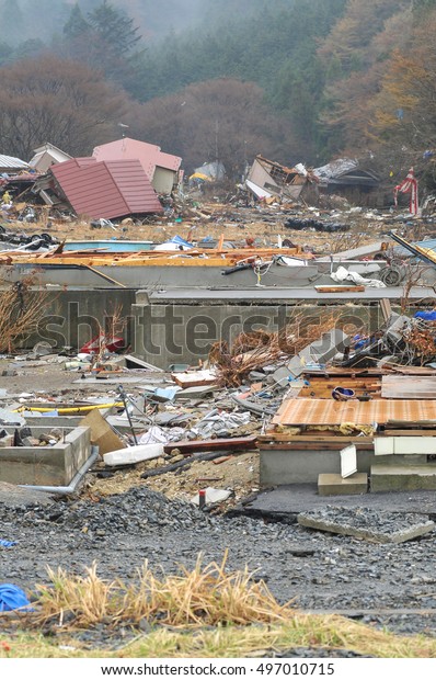 Reality Tsunami Disaster Aftermath 2011 Tohoku Stock Photo Edit