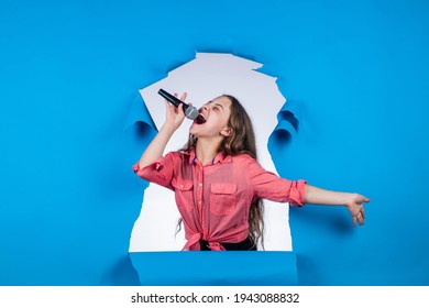 really inspired girl. vocal and music. cheerful kid with microphone. - Powered by Shutterstock