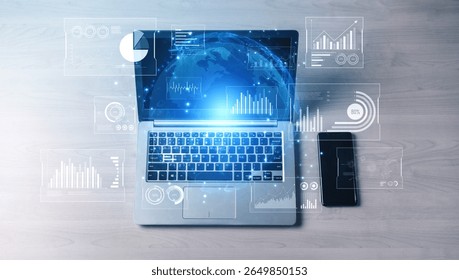 Real-time global data analytics dashboard visualizing insights from interconnected systems for decision-making, business analytics, and digital transformation Vouch