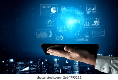 Real-time global data analytics dashboard visualizing insights from interconnected systems for decision-making, business analytics, and digital transformation Vouch