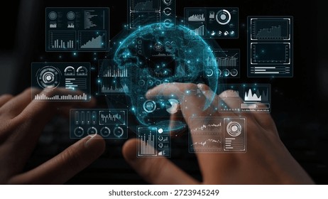 Real-time global data analytics dashboard visualizing insights from interconnected systems for decision-making, business analytics, and digital transformation Marrow