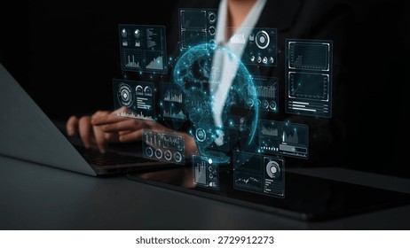 Real-time global data analytics dashboard visualizing insights from interconnected systems for decision-making, business analytics, and digital transformation Marrow